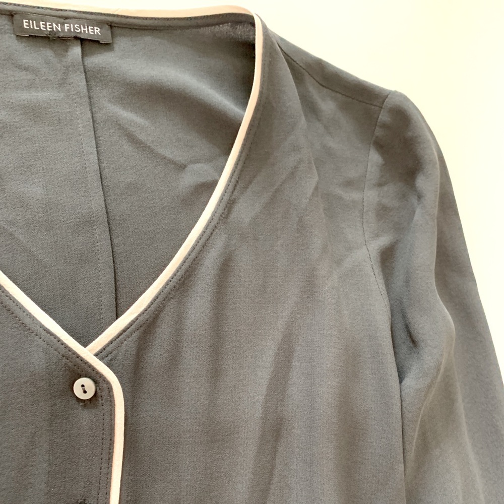 Eileen Fisher charcoal silk blouse